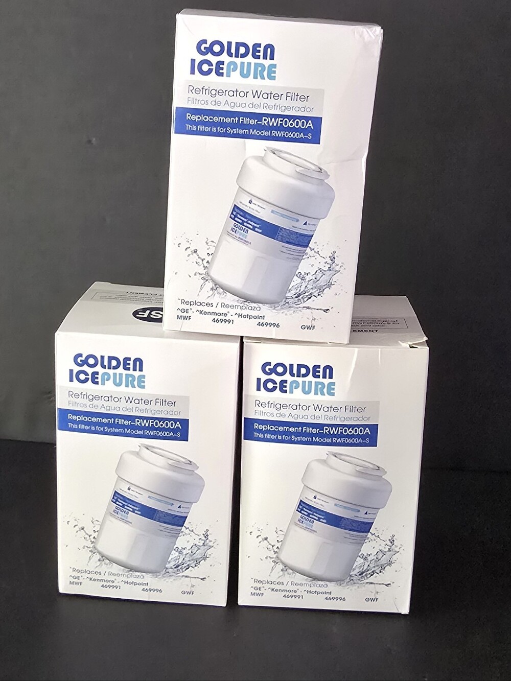 New Golden IcePure Refrigerator Water Filter RWF0600A - Pack of 3